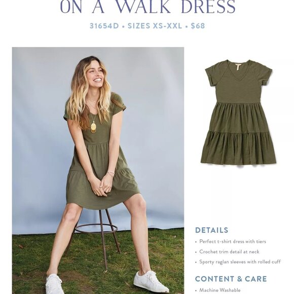 NEW MATILDA JANE Olive Green On a Walk Dress Knee Length Tiered size L - Picture 1 of 7